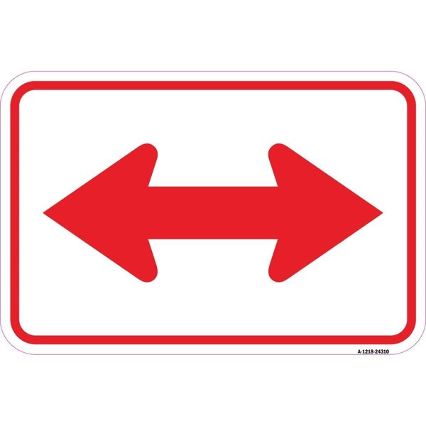 Amistad 12 x 18 in. Aluminum Sign - Bidirectional Arrow, Red & White AM2162460